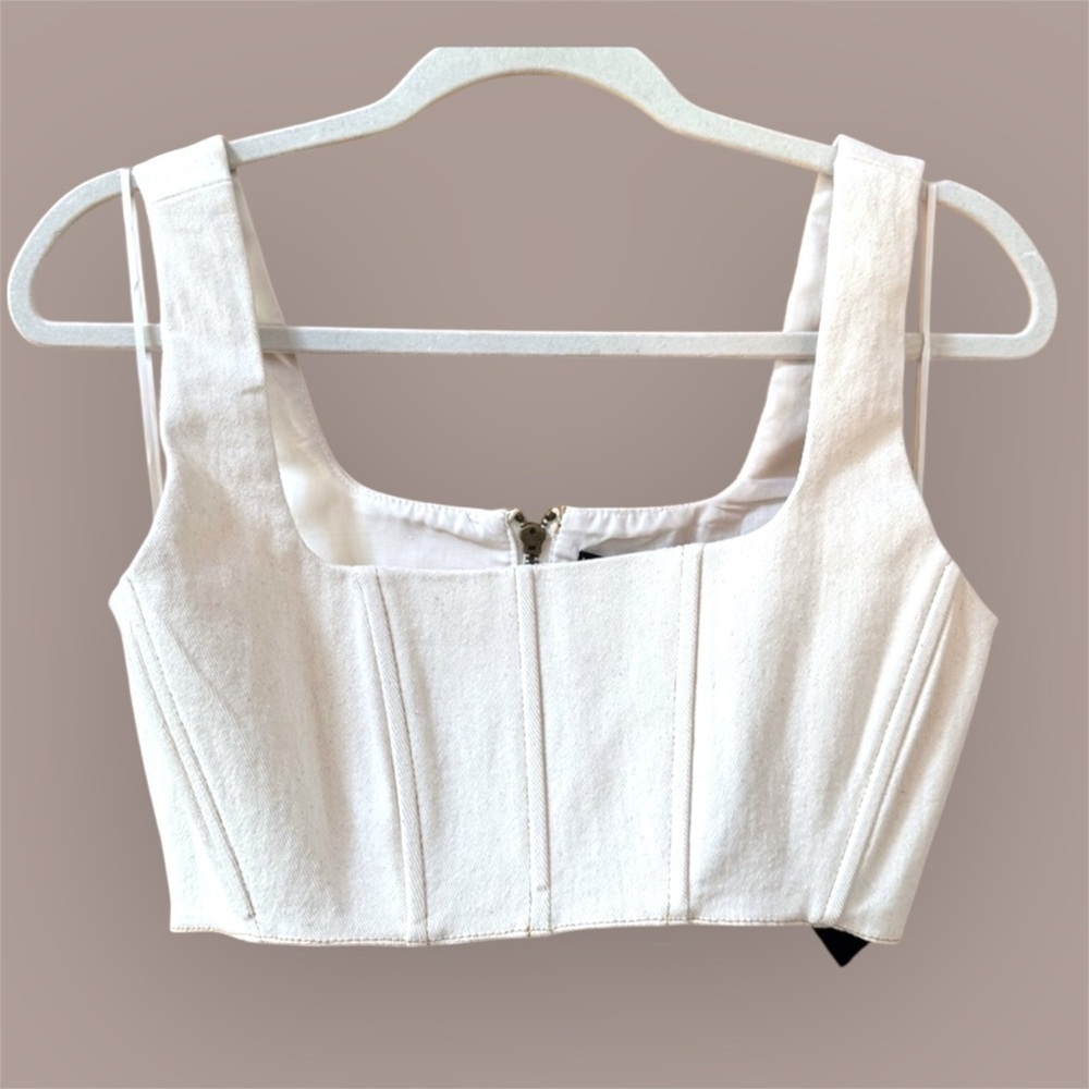 7 For All Mankind Cream corset Tank Top